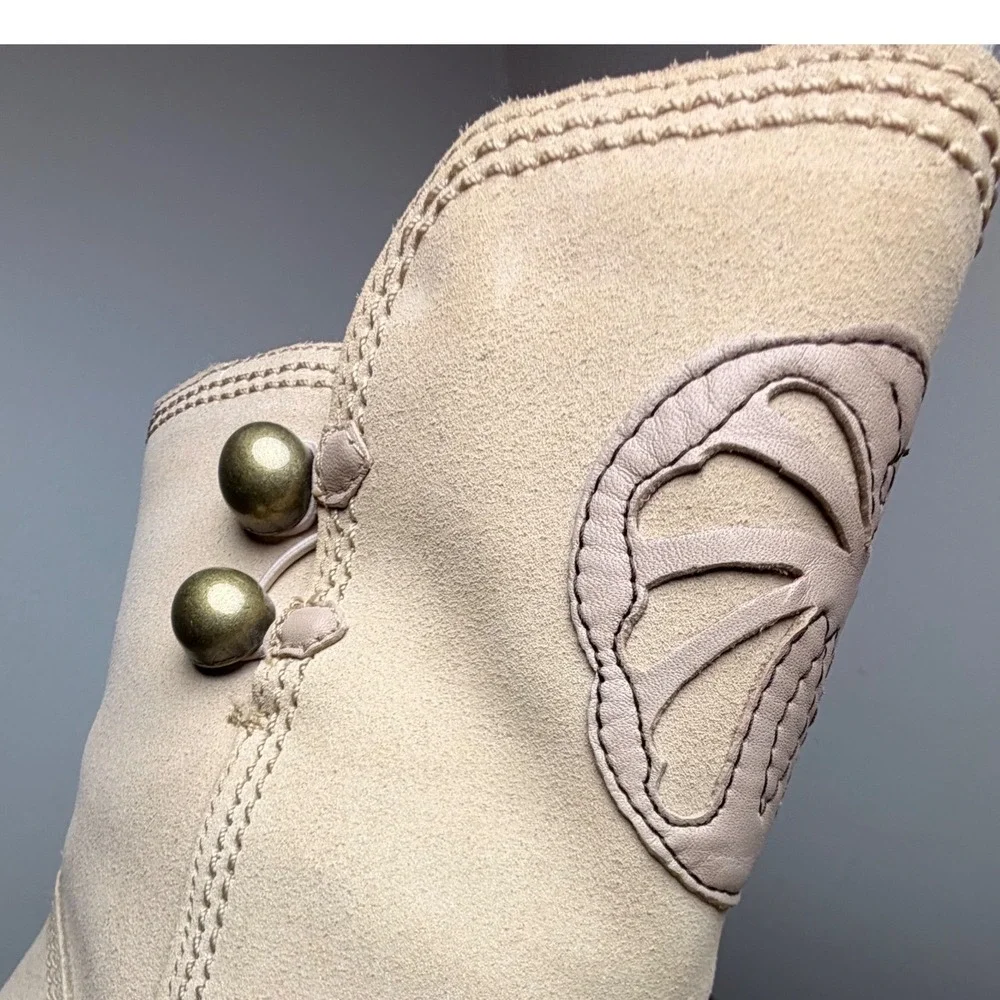 Alegria Aspen Beige Suede Shearling Butterfly Boots EU 40